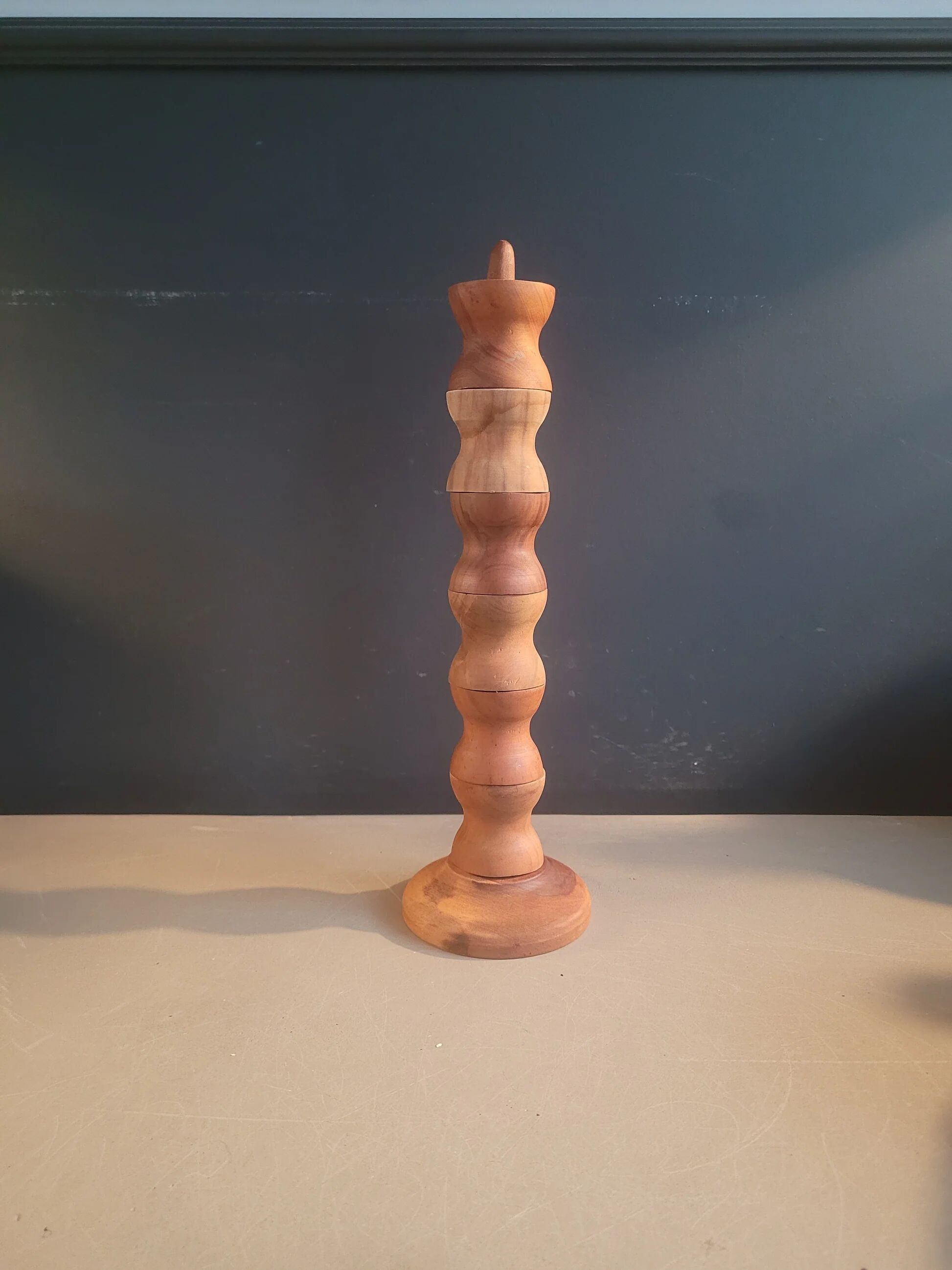 6 wooden egg cups with stand