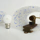 Pair of vintage wall sconces in transparent and wavy blue perspex. Year 60