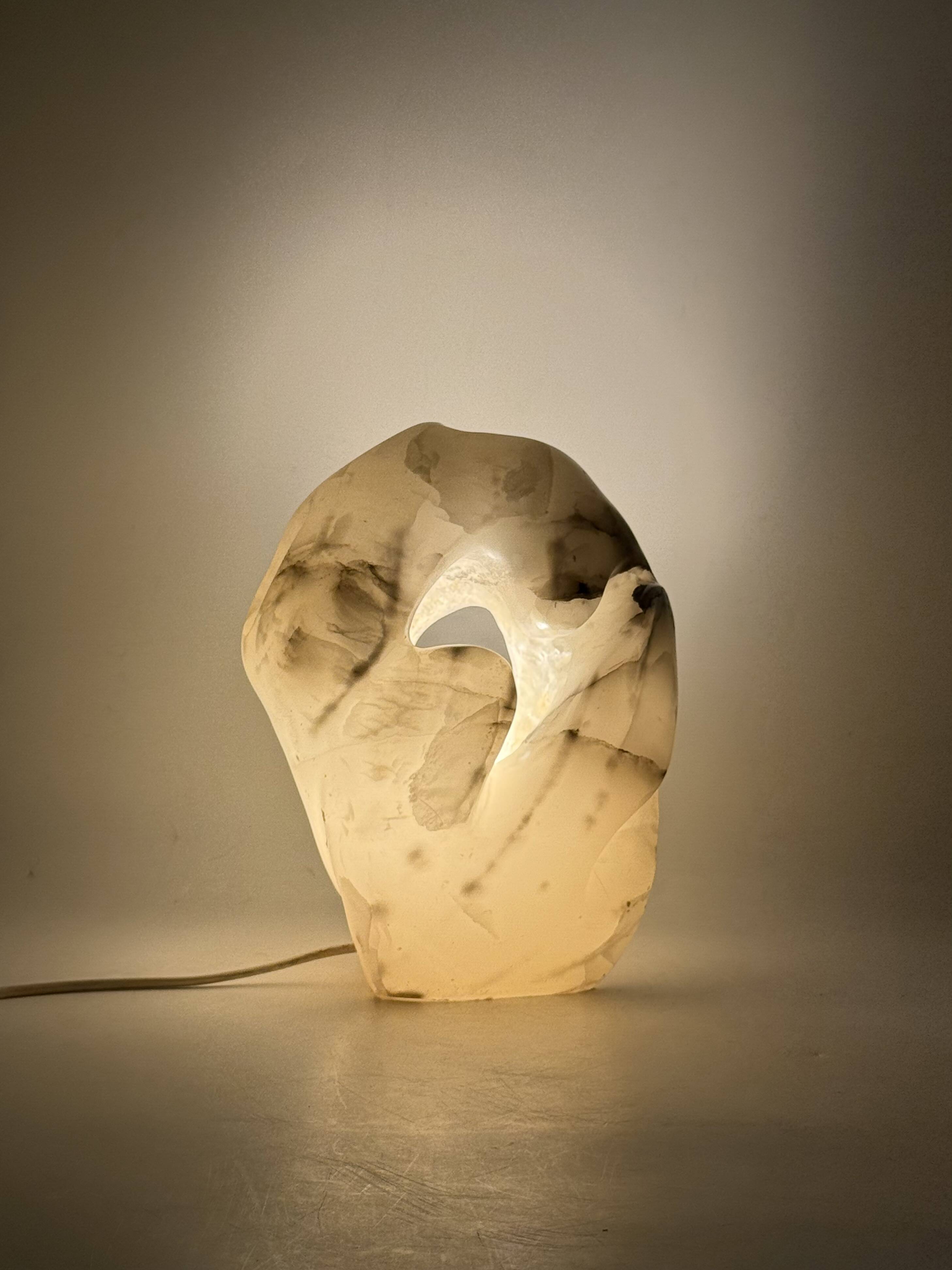 Sculptural alabaster table lamp, France 1980s