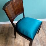 Suite of 6 Art Deco 1935 Macassar ebony chairs restored seats