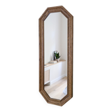 Miroir vintage octogonal bois massif nervuré entrée salle de bain chambre