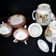 Sarreguemines coffee set 6 cups + 2 earthenware coffee pots with Chinese bamboo decor