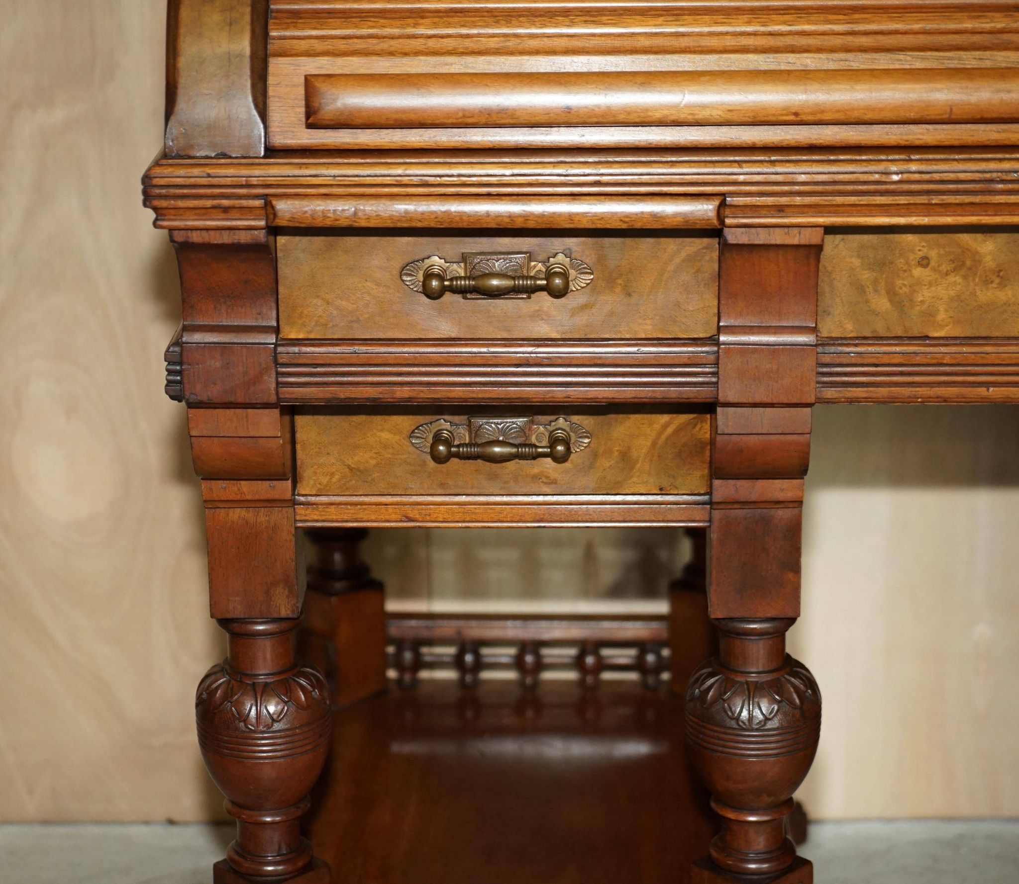 Shannon File Co drum desk in Victorian walnut with certificate.