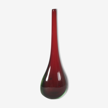 Vase Sommerso en rouge et vert, Murano années 1950