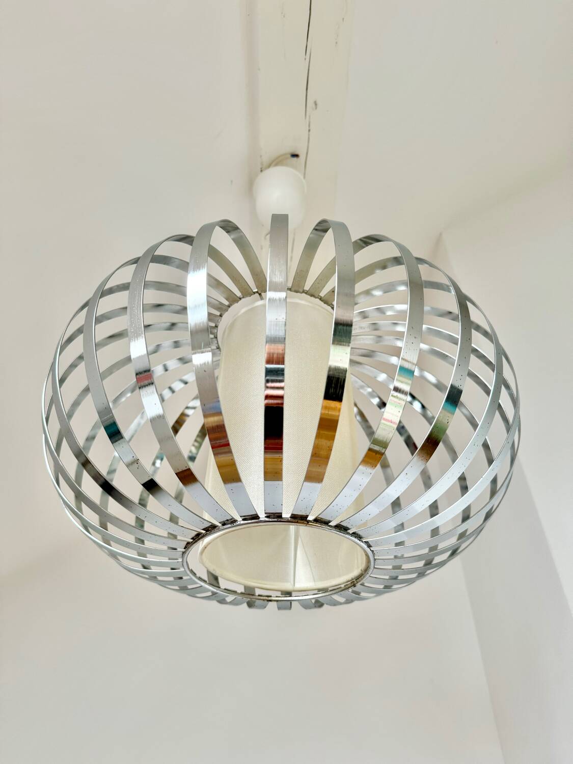 Vintage chandelier pendant in chrome stainless steel