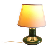 Green glazed ceramic table lamp base in Scandinavian style.