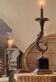 Vintage sculptural lamp with dolphin in bronze and black marble base -Holl