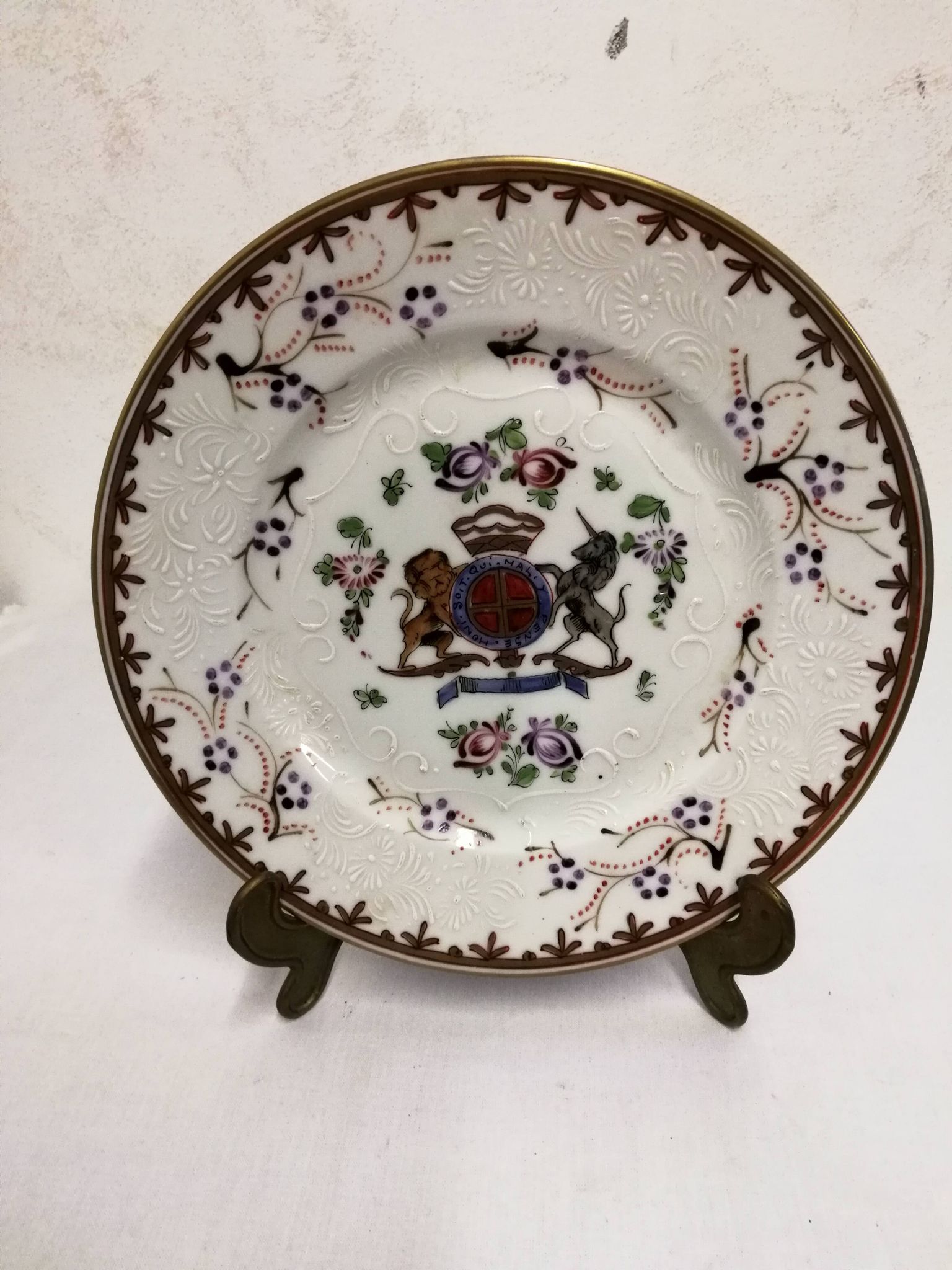 Assiette en Porcelaine Samson Armorié Blason