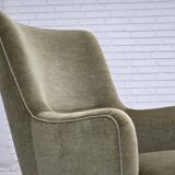 1970s, Danish highback armchair, green furniture velour.