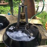 Set of 3 black industrial lamps from the 70s, good condition