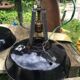 Set of 3 black industrial lamps from the 70s, good condition
