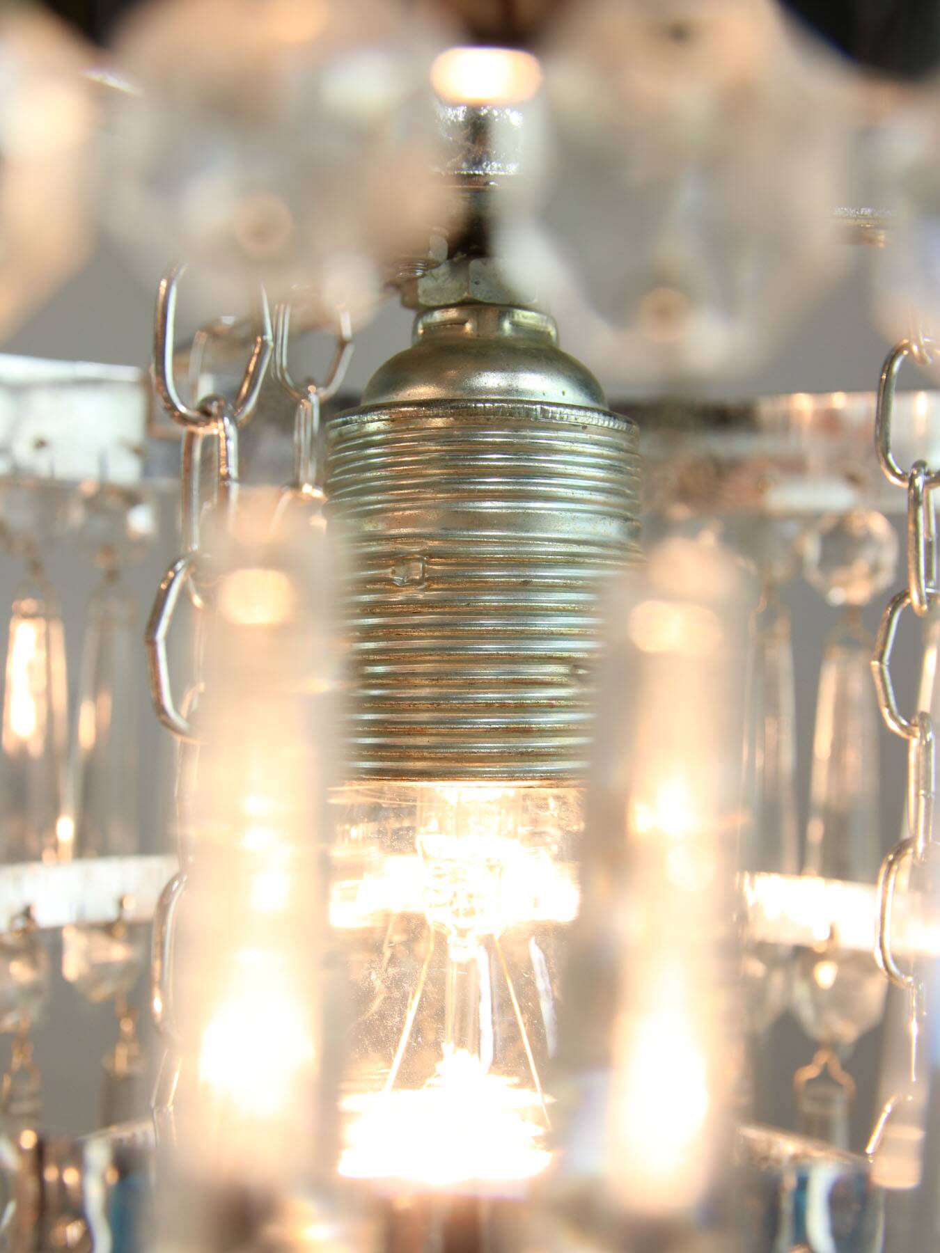 Vintage Italian Crystal & Chrome Chandelier, 1970s