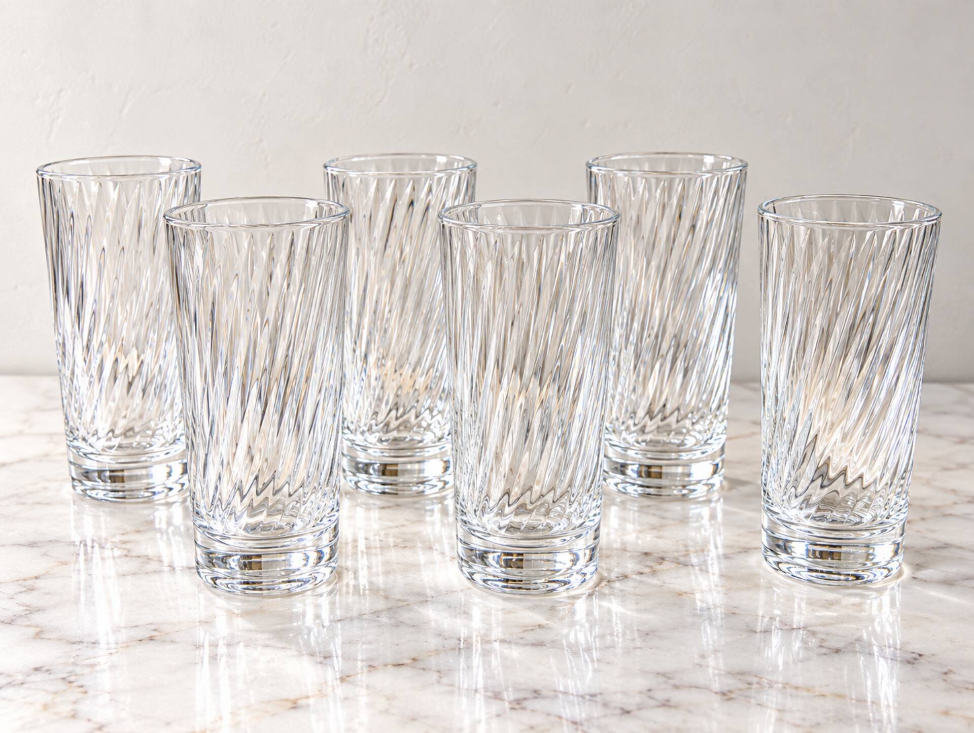 6 long drink glasses from the 80s – optical relief