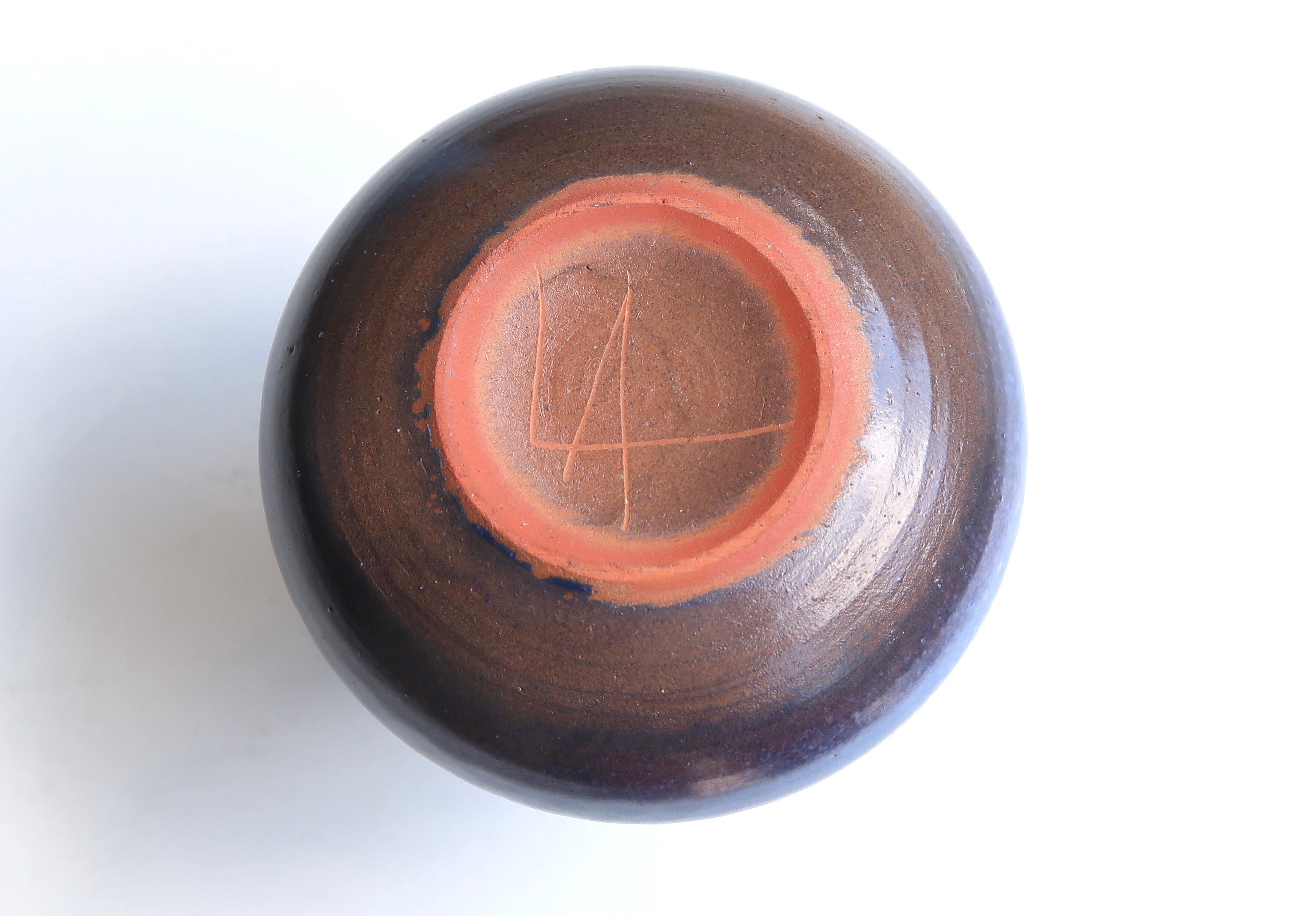 Blue ceramic fig vase by Antonio Lampecco, 70s