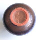 Blue ceramic fig vase by Antonio Lampecco, 70s