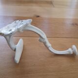 Ancienne patère porte-manteau vintage porcelaine blanche  doublecrochets