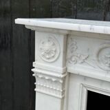 Louis XVI Style Fireplace In Carrara Marble Circa 1880