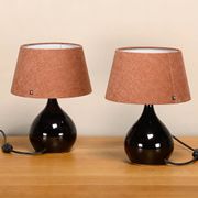 Scandinavian Modern Ceramic dark brown glazed Table Lamps, Denmark 1960s