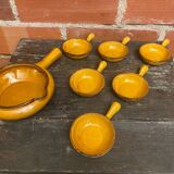 Lot of 6 Vallauris VALFLAM Vintage Enamelled Terracotta Pans #D