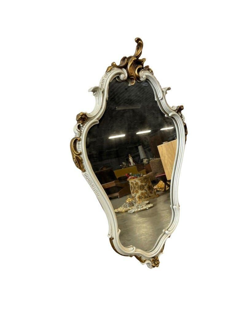 Miroir baroque vintage blanc et doré / miroir mural