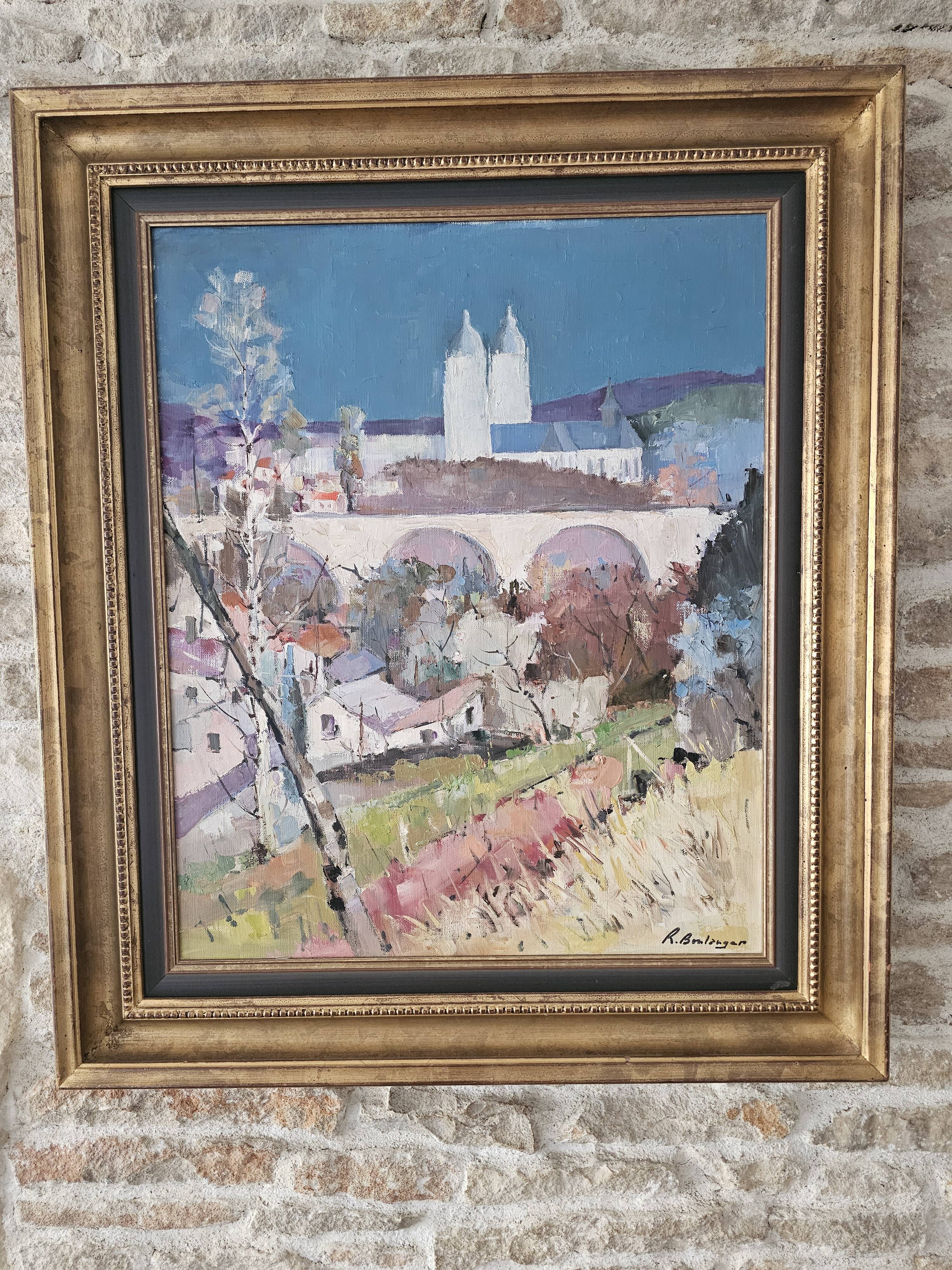 Oil Painting on Canvas Basilica of Saint Nicholas of Port Signed R Boulanger