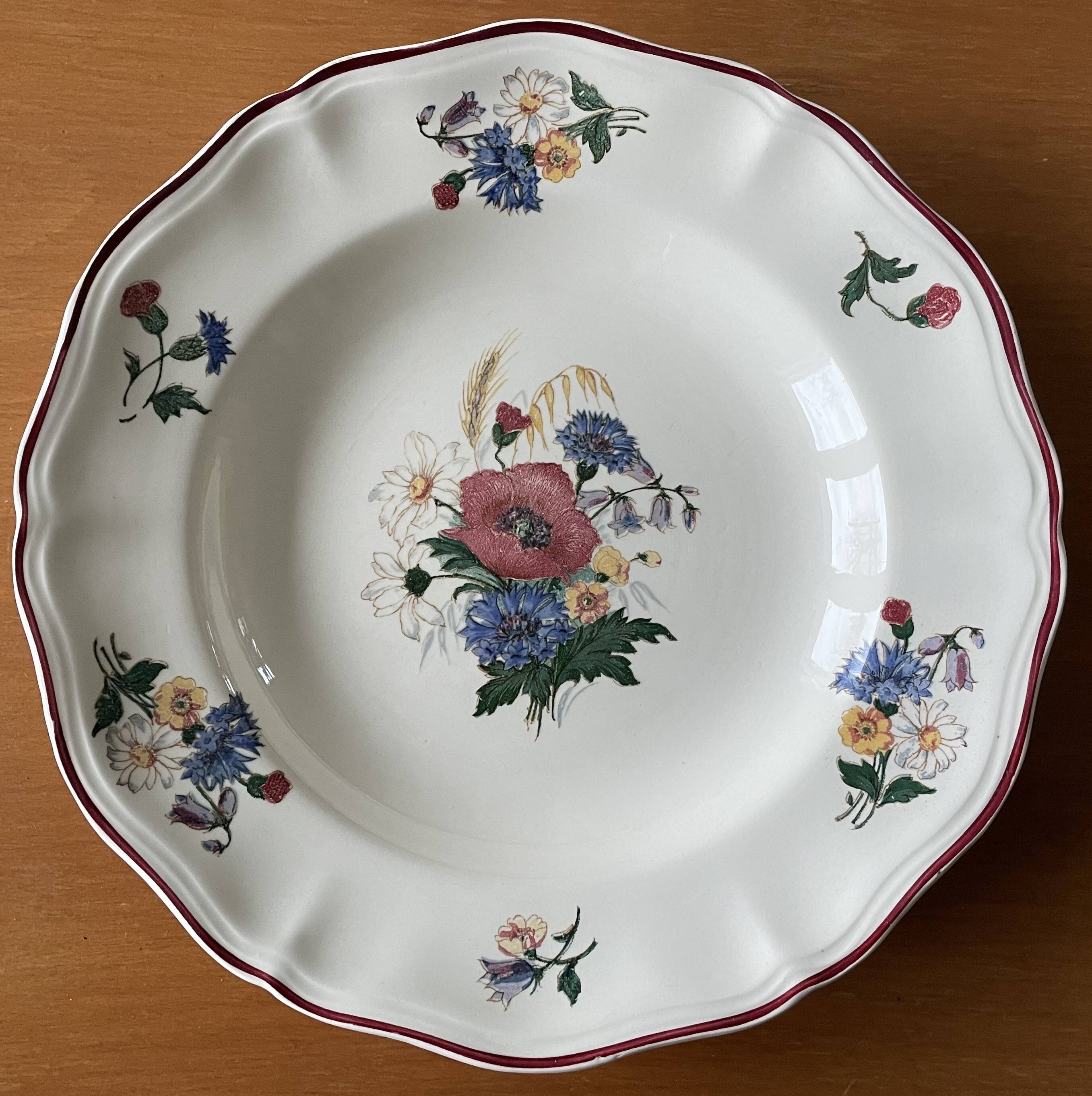 6 large antique deep plates in Sarreguemines earthenware