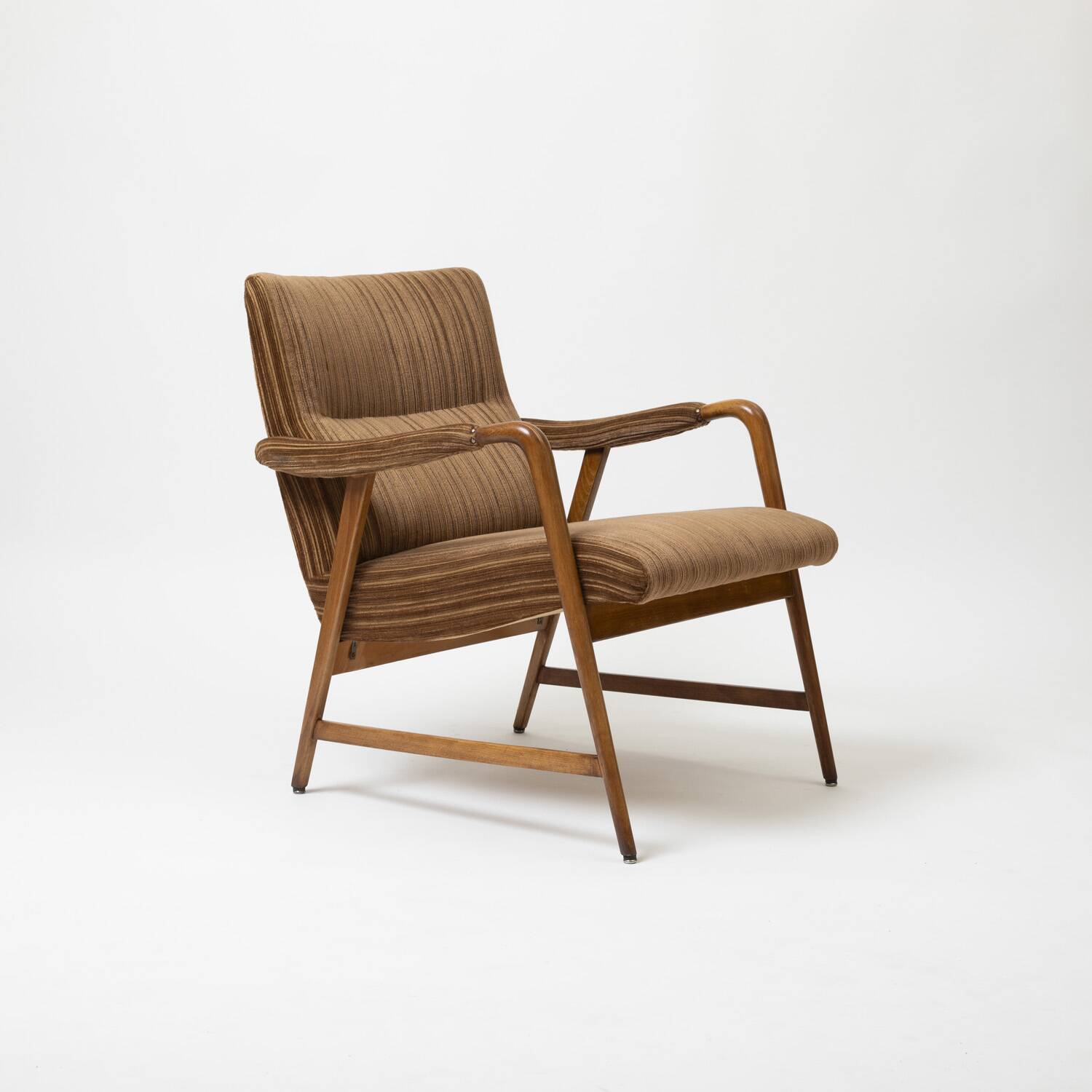 Italian lounge chair in beech and fabric, 1950s