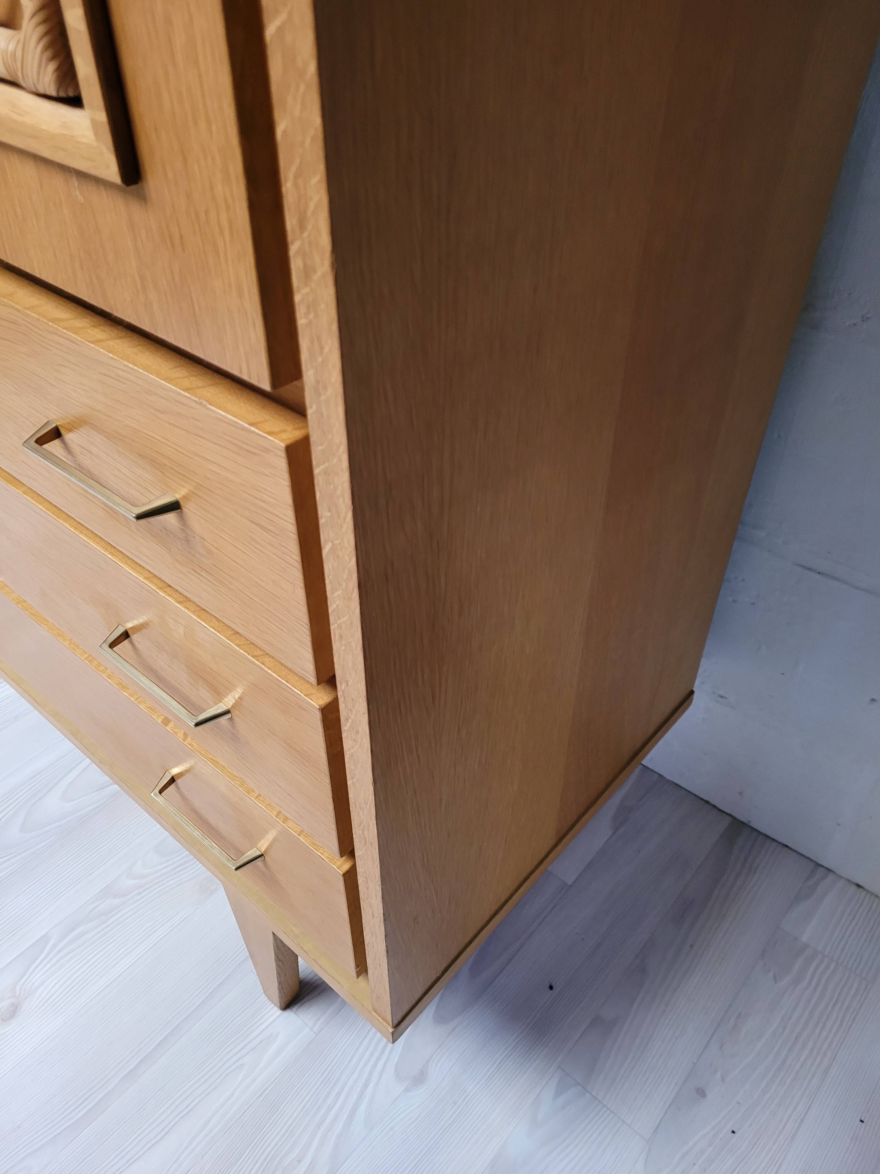 Wooden and rattan chest of drawers, 1960s