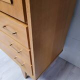 Wooden and rattan chest of drawers, 1960s