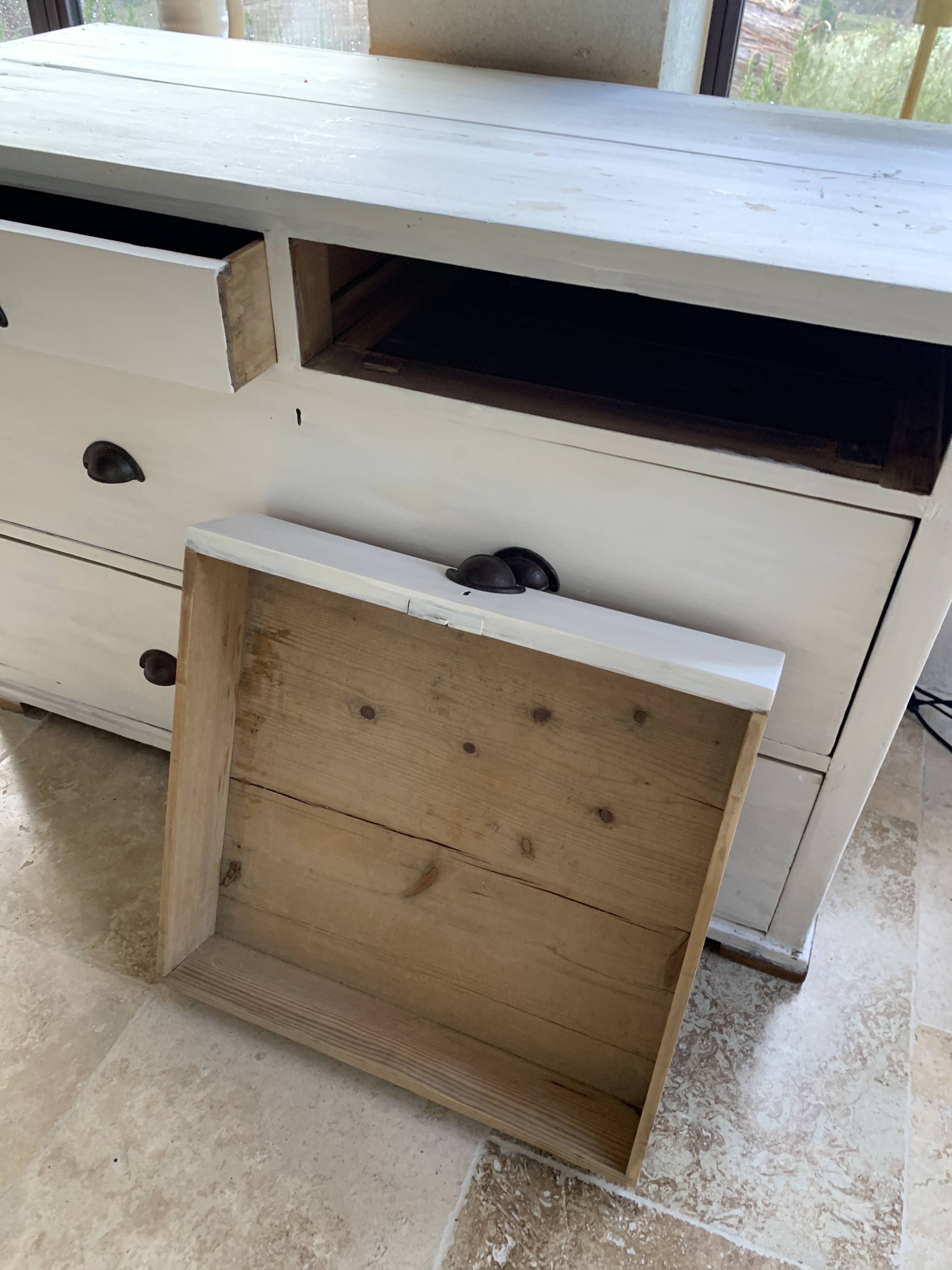 Charming old country sideboard painted in lime white