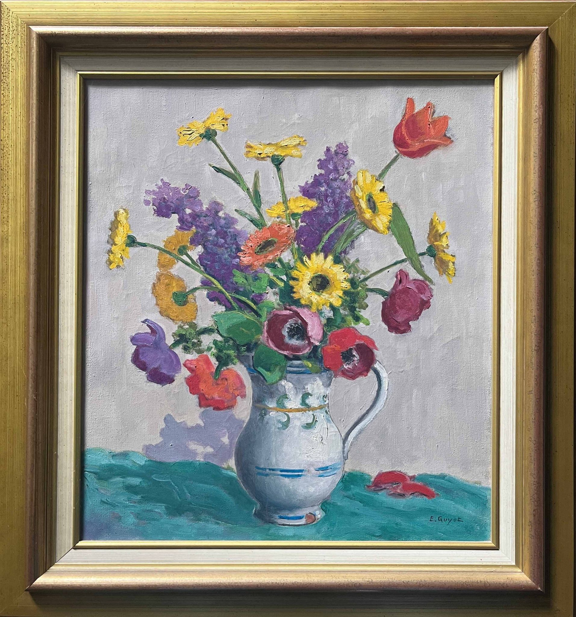 Tableau HST "Bouquet of Wildflowers" E. Guyot (19th-20th century)