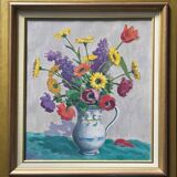Tableau HST "Bouquet de fleurs des champs" E. Guyot (XIX°-XX°)