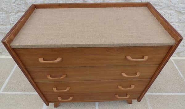 Commode vintage 4 tiroirs en bois-Totalement restaurée et relookée