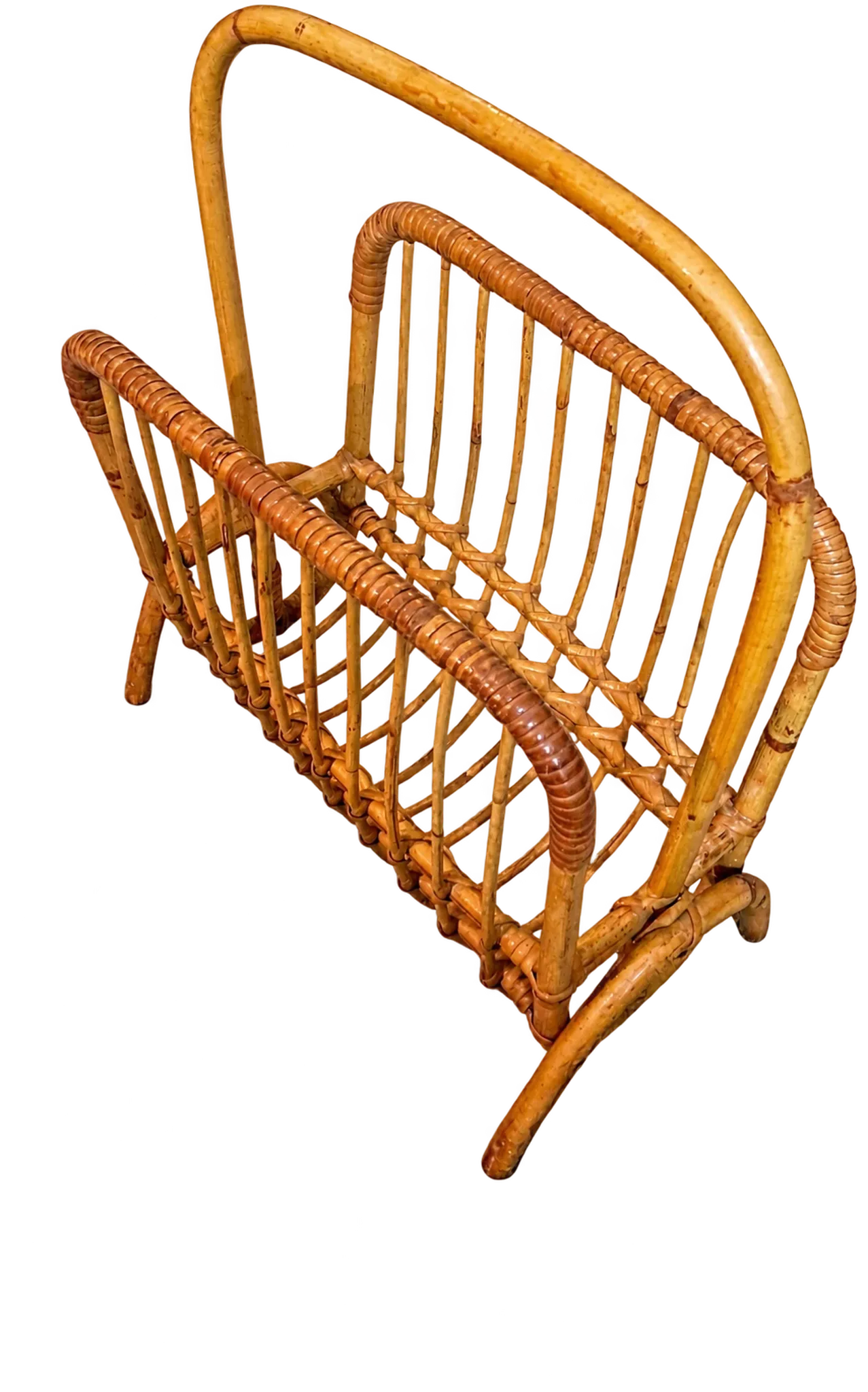 Vintage magazine rack. Rattan. 1960s.