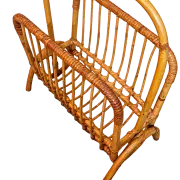 Vintage magazine rack. Rattan. 1960s.
