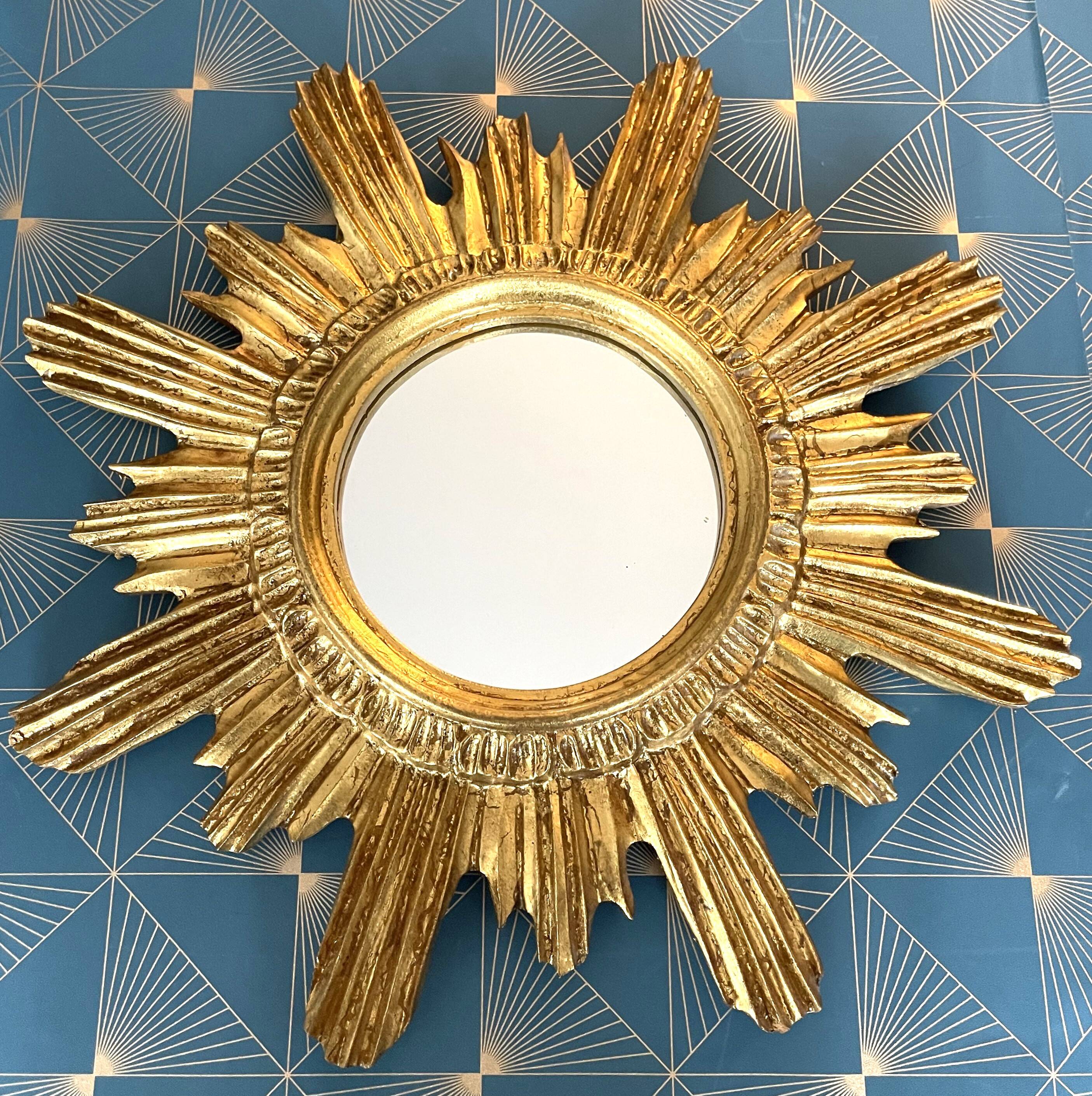 Golden wood sun mirror, 1960