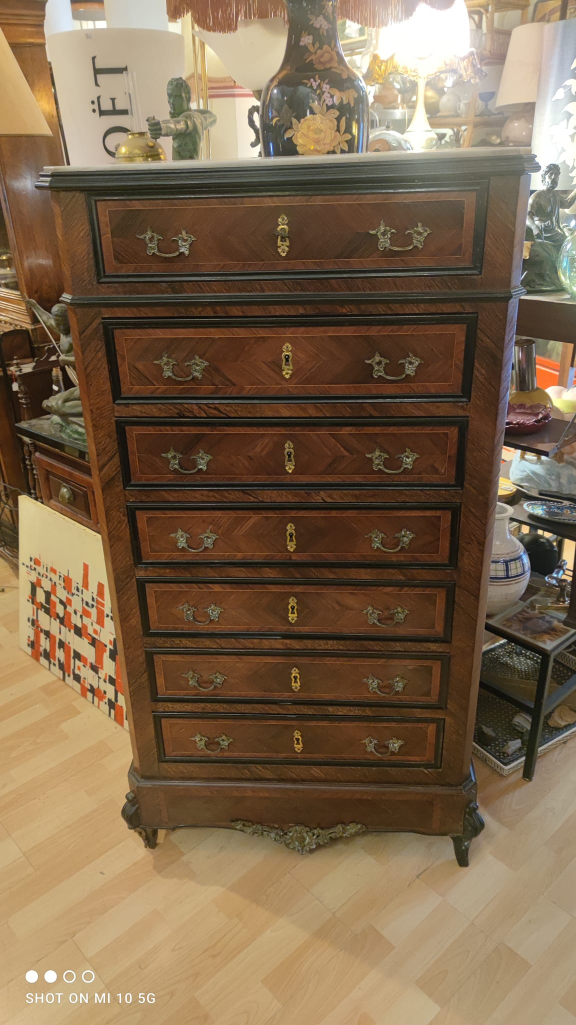 Weekly cabinet in rosewood from Rio and India and blackened pear Napoleon III