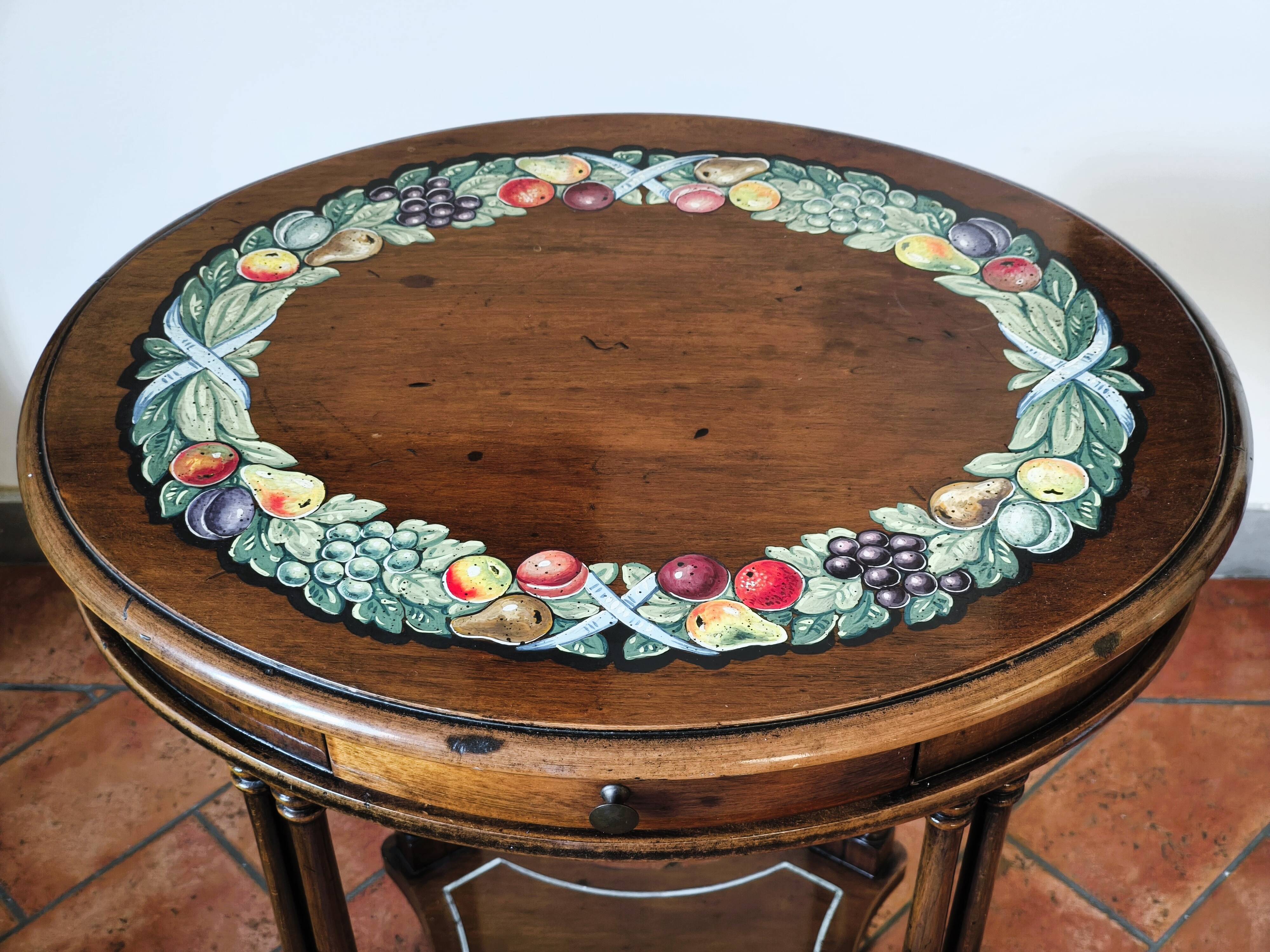 Console en noyer peinte à la main par Vittorio Grifoni, Florence, années 19