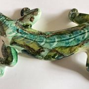 Provence 1970 XXL lizard in green glazed stoneware