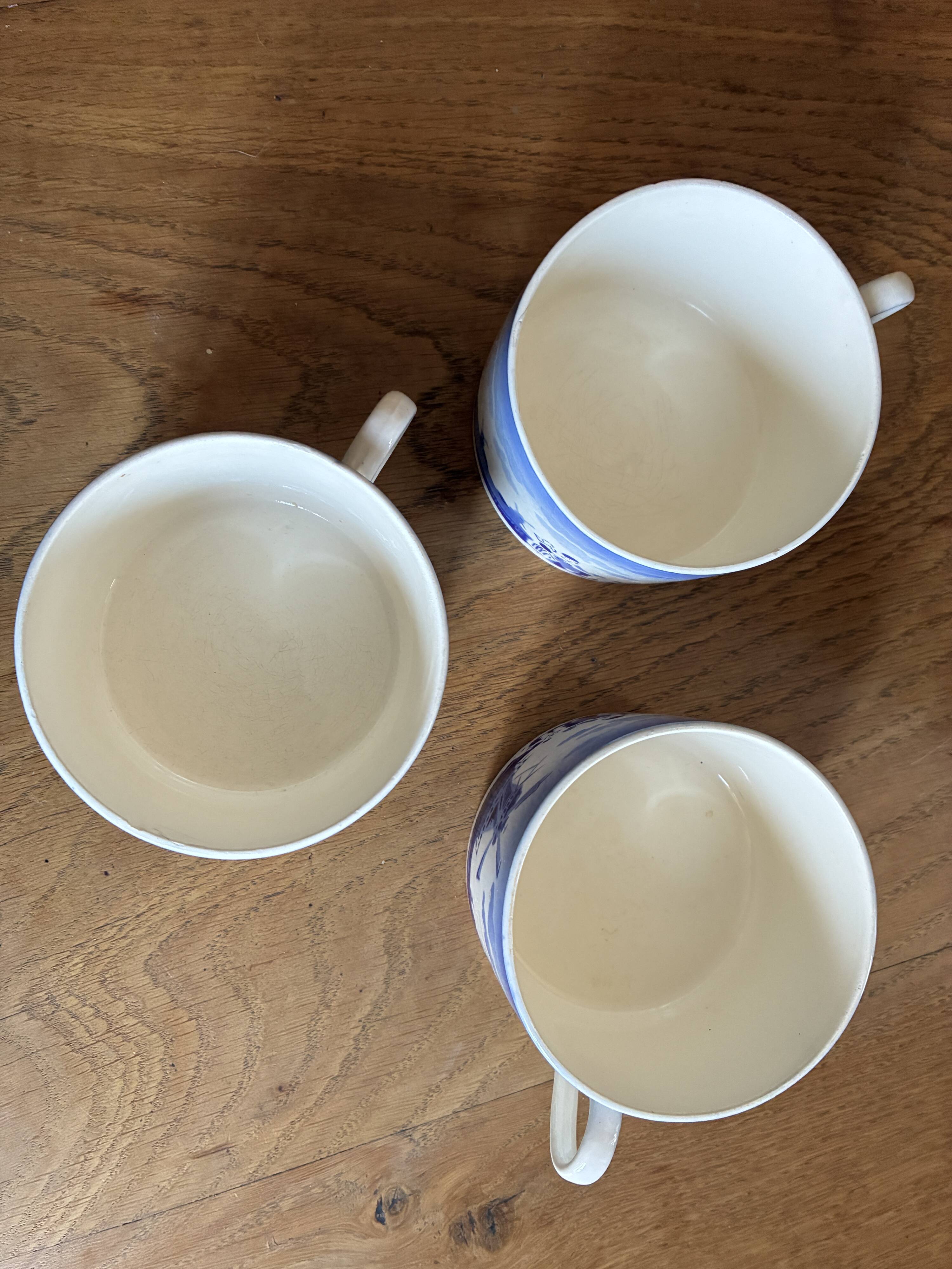 3 antique Badonviller cups