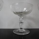 4 superb 20th century blown glass champagne glasses