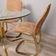 Ensemble de 4 chaises et table vintage années 70 en métal doré design gastone rinaldi