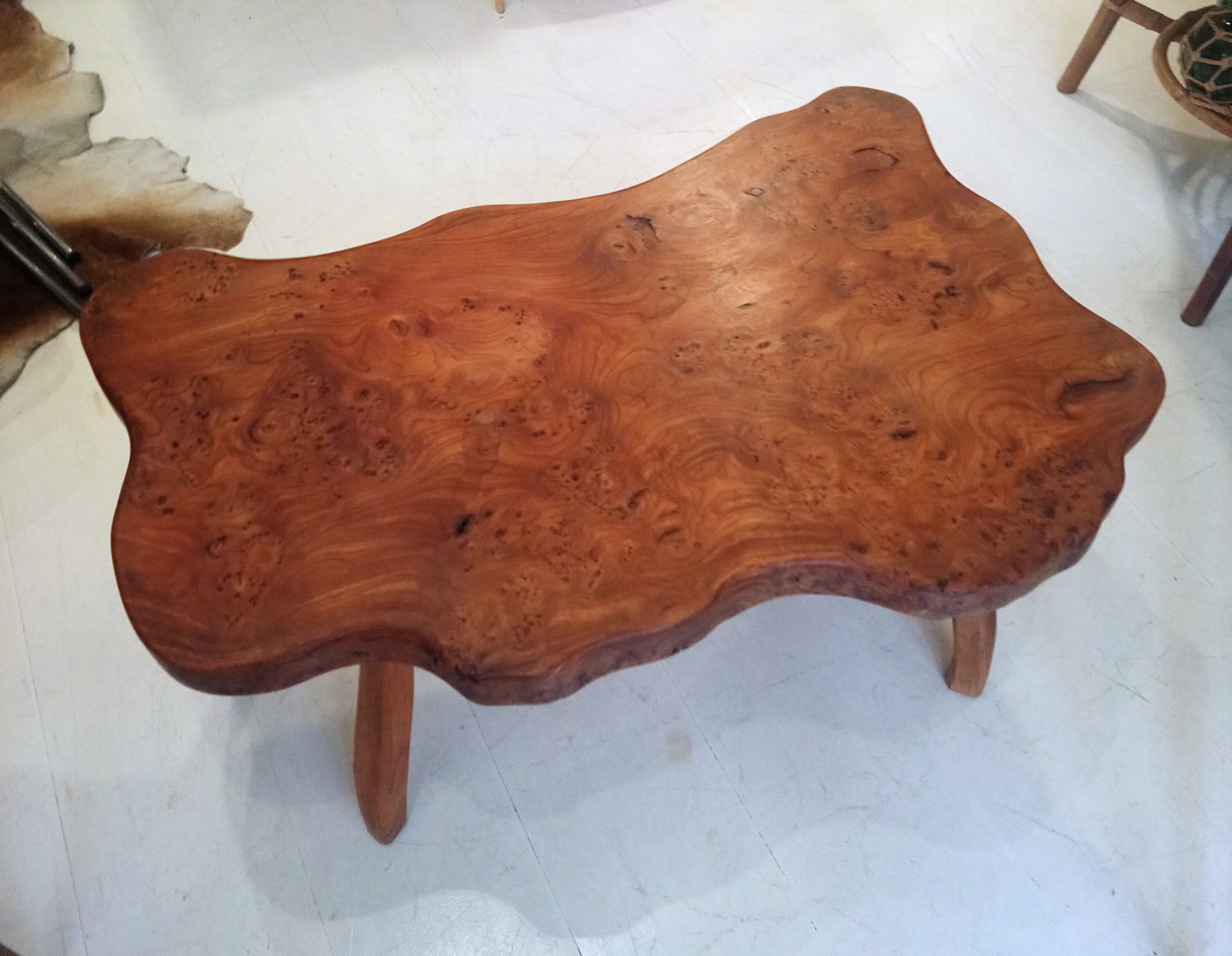 Coffee table in elm magnifier