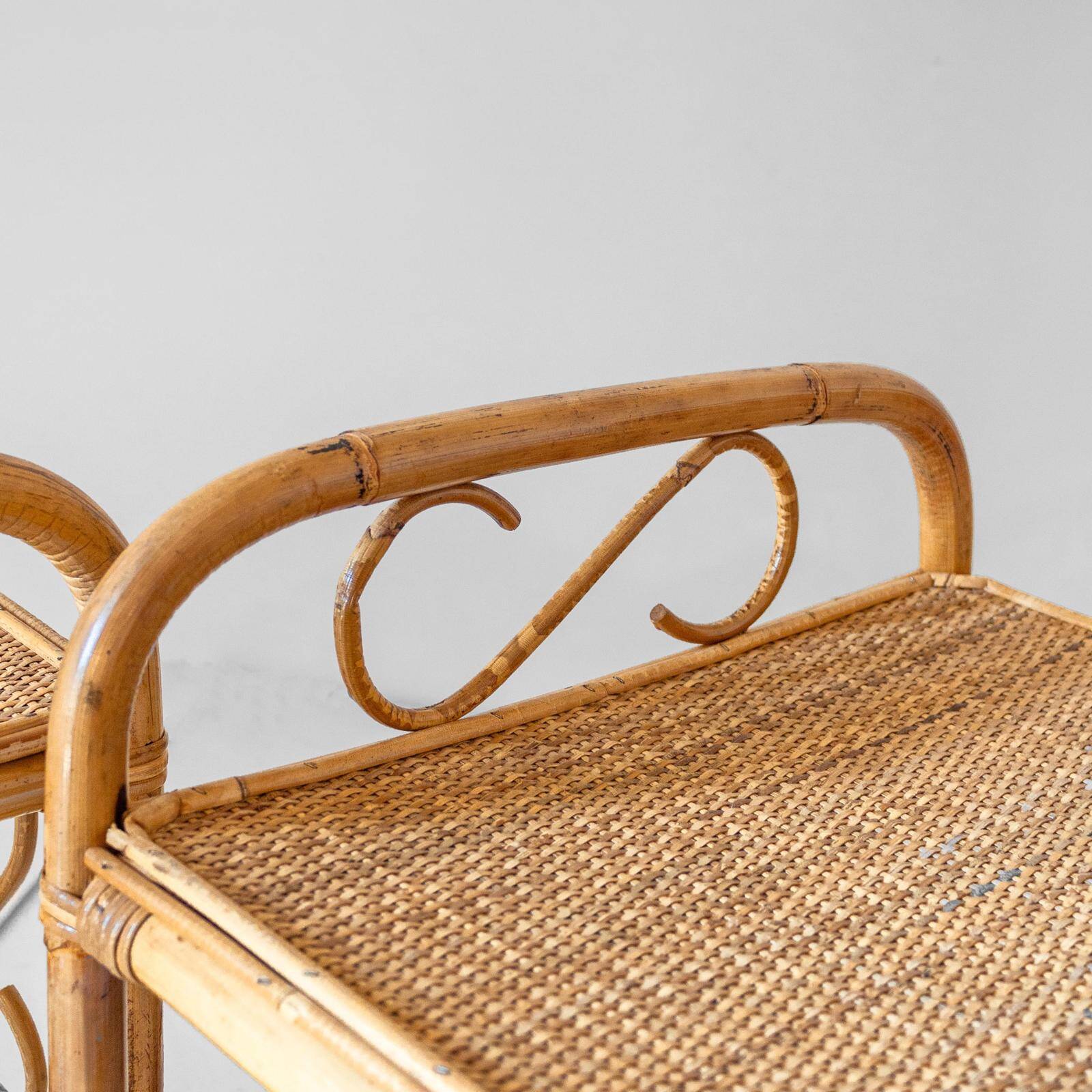Midcentury Modern Italian Bamboo Side Tables, set of two, Italy 1960s