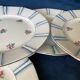 Set de 6 assiettes plates octogonales vintage en porcelaine fleuries,Années 1960