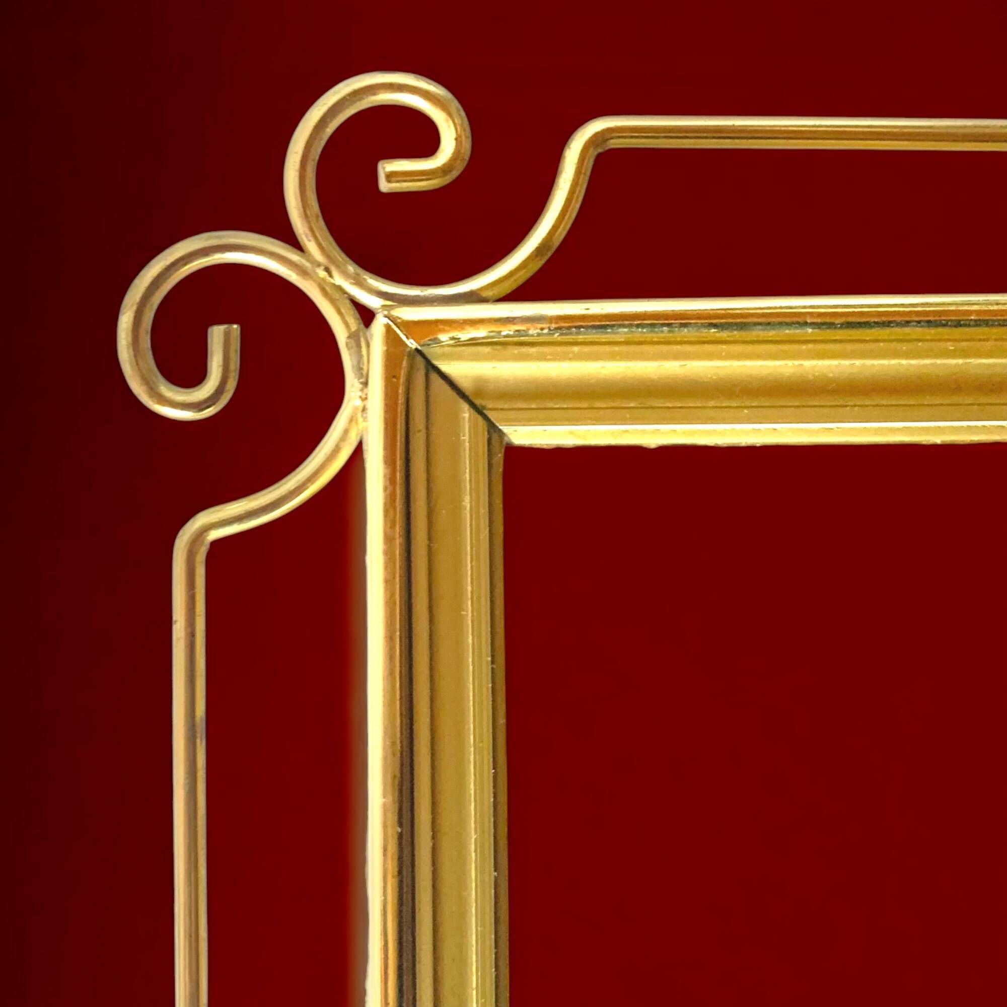 Hollywood Regency Gold Brass Wall Mirror - 70 x 46 cm
