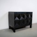 Ebonized brutalist bar cabinet by J. Batenburg for MI Belgium, 1960s
