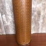 Boiled cardboard umbrella stand + brass strapping + vintage interior tray #a312