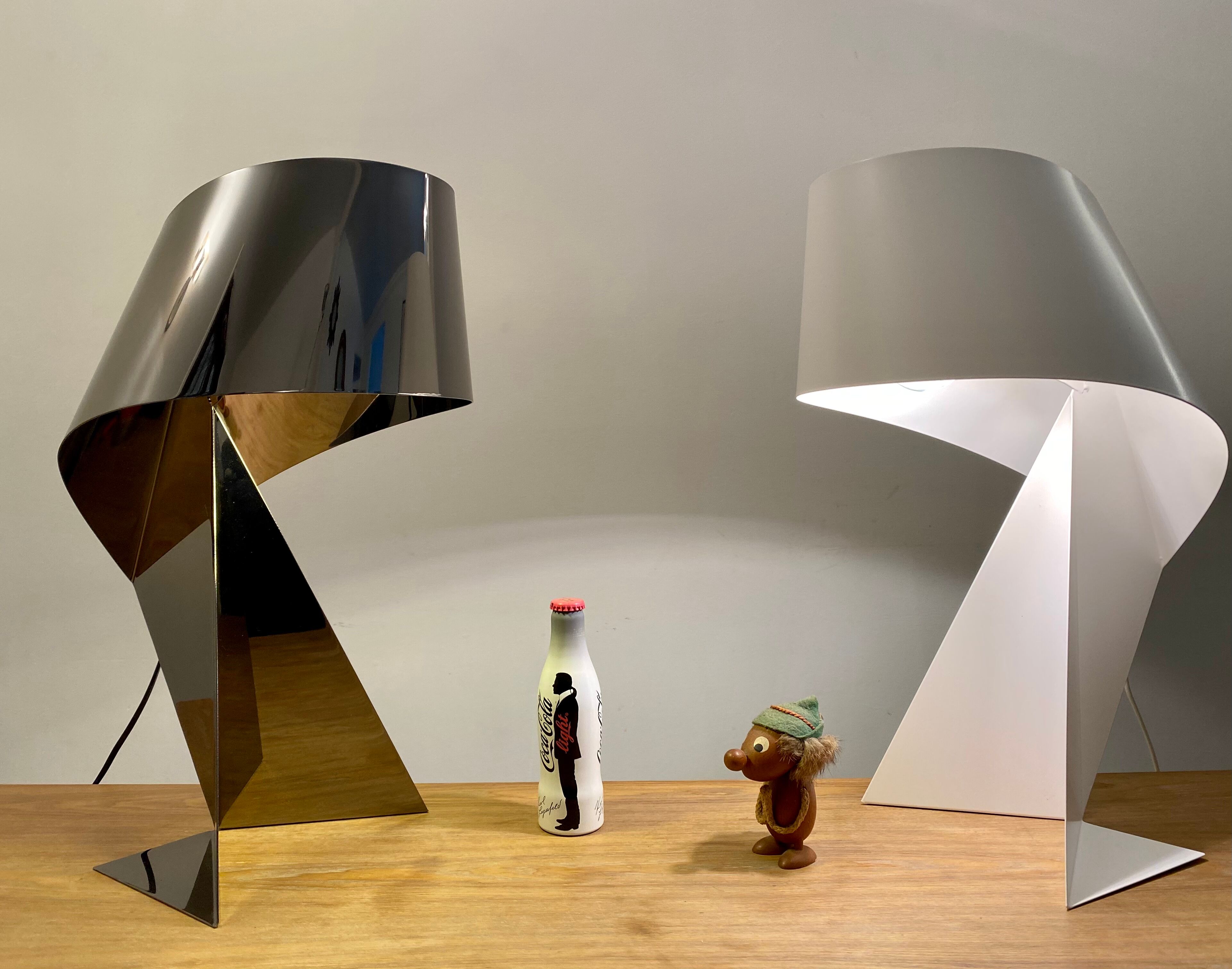 Ribbon salon lamp design Claire Norcross limited edition chrome brown