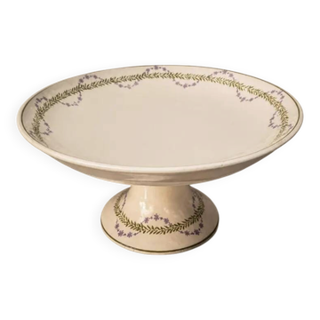 High compote Longwy model Loridan – Antique earthenware from the late 19th to early 20th century.